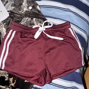 Stylish Burgundy Athletic Shorts with White Accents